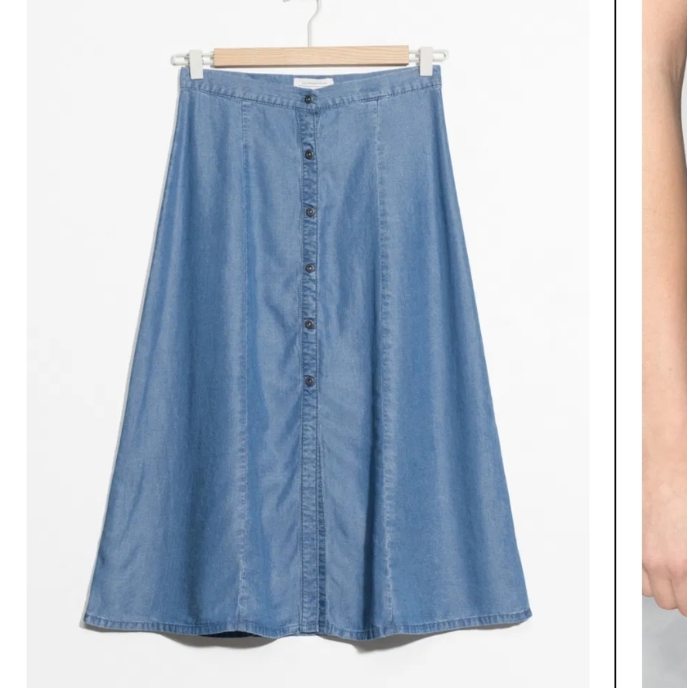 & Other Stories Denim A Line Midi Skirt